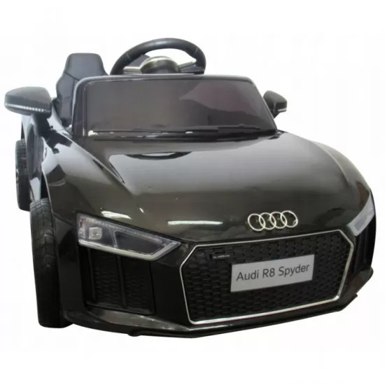 Masinuta electrica cu telecomanda, roti EVA, scaun piele Audi R8 R-Sport - Negru Masinuta electrica cu telecomanda, roti EVA, scaun piele Audi R8 R-Sport - Negru
