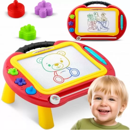 Masuta cu tabla magnetica pentru desenat cu accesorii incluse Ricokids 772200 - Rosu Masuta cu tabla magnetica pentru desenat cu accesorii incluse Ricokids 772200 - Rosu