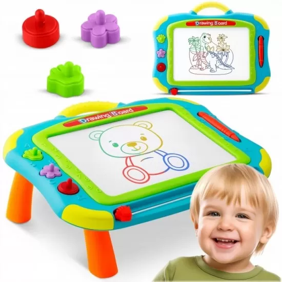 Masuta cu tabla magnetica pentru desenat cu accesorii incluse Ricokids 772201 - Albastru Masuta cu tabla magnetica pentru desenat cu accesorii incluse Ricokids 772201 - Albastru
