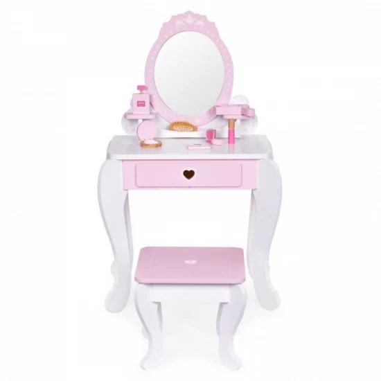 Masuta de toaleta pentru copii cu oglinda si 7 accesorii 54 x 38 x 88 cm Ecotoys 2950 - Roz
