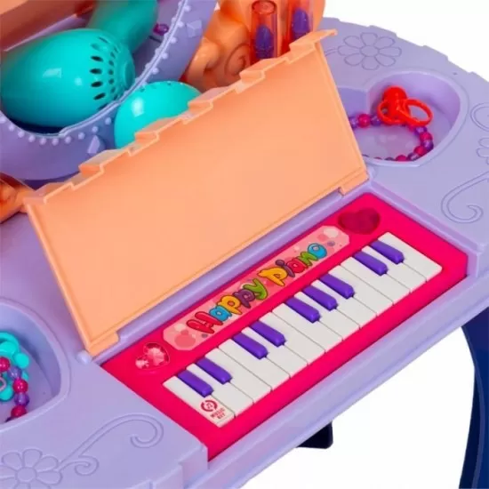 Masuta de toaleta pentru copii cu pian si accesorii Ecotoys HC547390 Masuta de toaleta pentru copii cu pian si accesorii Ecotoys HC547390