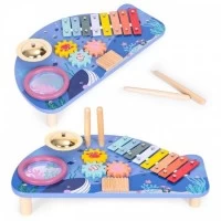 Masuta din lemn cu instrumente muzicale Ecotoys