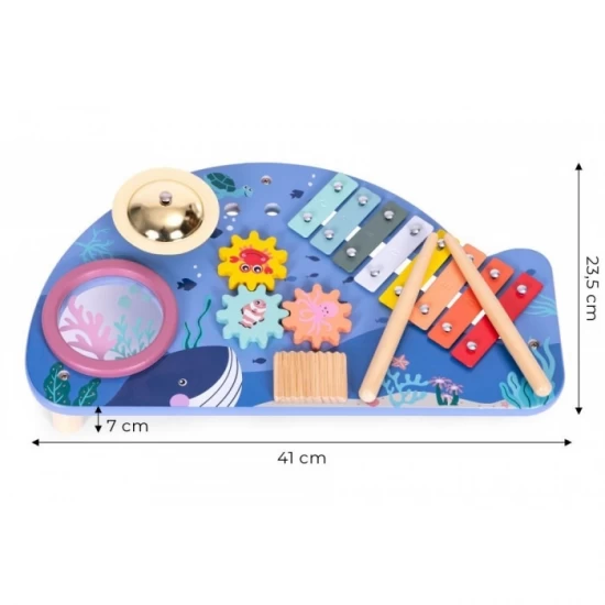 Masuta din lemn cu instrumente muzicale Ecotoys