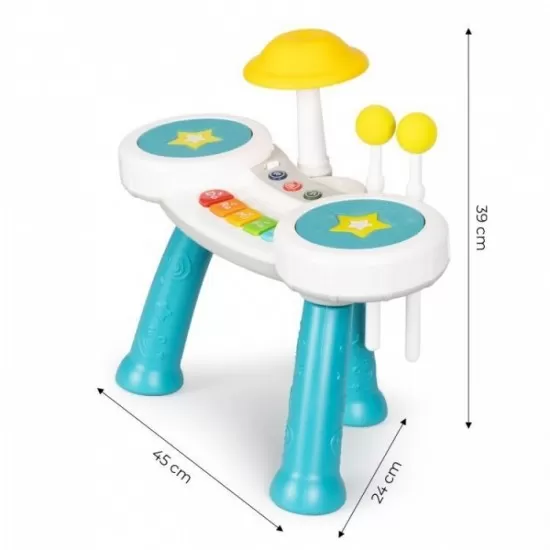 Masuta muzicala cu pian si tobe pentru copii Huanger HE0525 Masuta muzicala cu pian si tobe pentru copii Huanger HE0525
