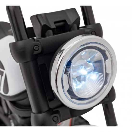 Motocicleta electrica Chopper Faster AHL008, roti si scaun din plastic, 78x30x55 cm, putere 20W - Alb Motocicleta electrica Chopper Faster AHL008, roti si scaun din plastic, 78x30x55 cm, putere 20W - Alb