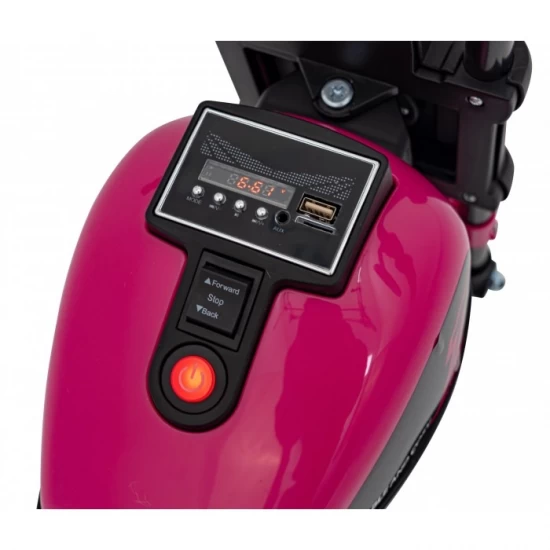 Motocicleta electrica Chopper Faster AHL008, roti si scaun din plastic, 78x30x55 cm, putere 20W - Roz Motocicleta electrica Chopper Faster AHL008, roti si scaun din plastic, 78x30x55 cm, putere 20W - Roz