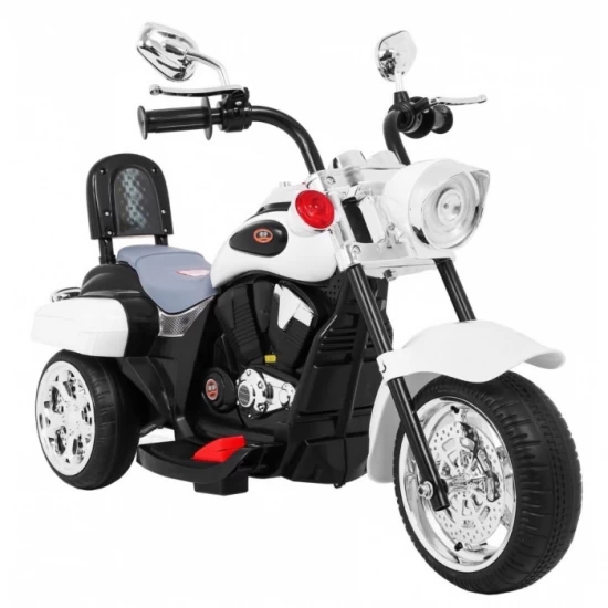 Motocicleta electrica Chopper NightBike TR1501, roti si scaun din plastic, 92x34x63 cm, putere 6V - Alb Motocicleta electrica Chopper NightBike TR1501, roti si scaun din plastic, 92x34x63 cm, putere 6V - Alb