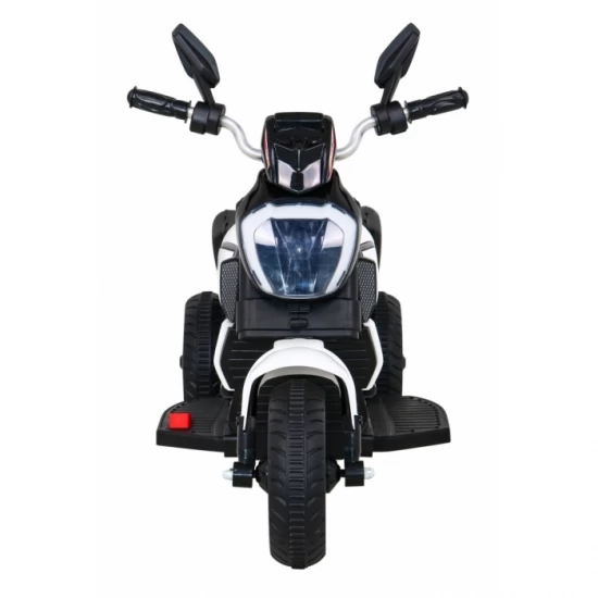 Motocicleta electrica Fast Tourist, roti din plastic, scaun tapitat, 83x35x63 cm, putere 18W - Alb Motocicleta electrica Fast Tourist, roti din plastic, scaun tapitat, 83x35x63 cm, putere 18W - Alb