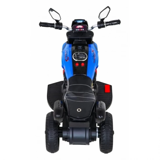 Motocicleta electrica Fast Tourist, roti din plastic, scaun tapitat, 83x35x63 cm, putere 18W - Albastru Motocicleta electrica Fast Tourist, roti din plastic, scaun tapitat, 83x35x63 cm, putere 18W - Albastru