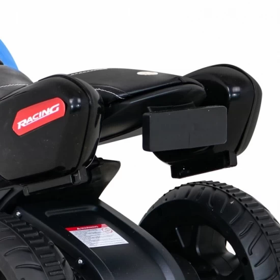 Motocicleta electrica Fast Tourist, roti din plastic, scaun tapitat, 83x35x63 cm, putere 18W - Albastru Motocicleta electrica Fast Tourist, roti din plastic, scaun tapitat, 83x35x63 cm, putere 18W - Albastru