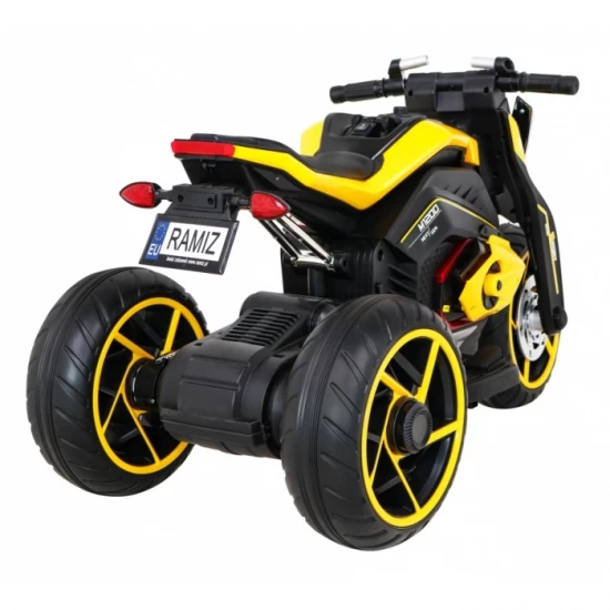 Motocicleta electrica Future LL8001-A, roti EVA, scaun din plastic, 109x54x68 cm, putere 50W - Galben Motocicleta electrica Future LL8001-A, roti EVA, scaun din plastic, 109x54x68 cm, putere 50W - Galben