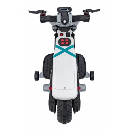 Motocicleta electrica Future QLS-805, roti din plastic + 2 roti ajutatoare, 88x46x56 cm, putere 25W - Alb Motocicleta electrica Future QLS-805, roti din plastic + 2 roti ajutatoare, 88x46x56 cm, putere 25W - Alb