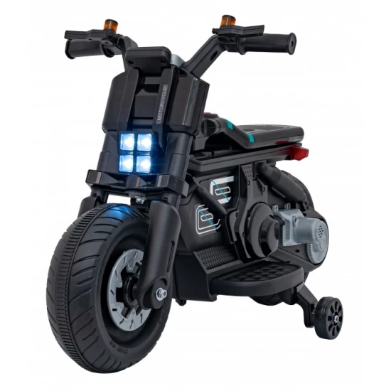 Motocicleta electrica Future QLS-805, roti din plastic + 2 roti ajutatoare, 88x46x56 cm, putere 25W - Negru Motocicleta electrica Future QLS-805, roti din plastic + 2 roti ajutatoare, 88x46x56 cm, putere 25W - Negru