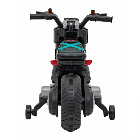 Motocicleta electrica Future QLS-805, roti din plastic + 2 roti ajutatoare, 88x46x56 cm, putere 25W - Negru Motocicleta electrica Future QLS-805, roti din plastic + 2 roti ajutatoare, 88x46x56 cm, putere 25W - Negru