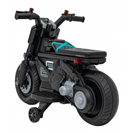 Motocicleta electrica Future QLS-805, roti din plastic + 2 roti ajutatoare, 88x46x56 cm, putere 25W - Negru Motocicleta electrica Future QLS-805, roti din plastic + 2 roti ajutatoare, 88x46x56 cm, putere 25W - Negru