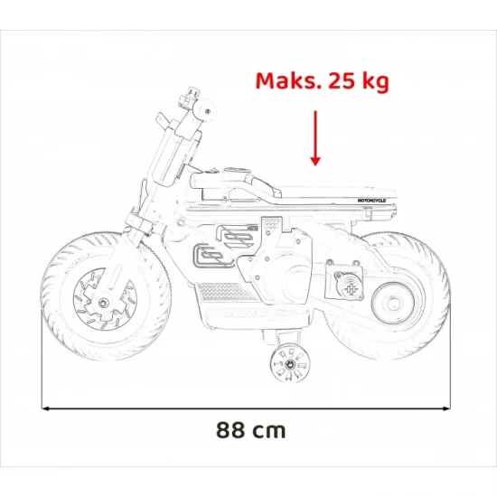 Motocicleta electrica Future QLS-805, roti din plastic + 2 roti ajutatoare, 88x46x56 cm, putere 25W - Negru Motocicleta electrica Future QLS-805, roti din plastic + 2 roti ajutatoare, 88x46x56 cm, putere 25W - Negru
