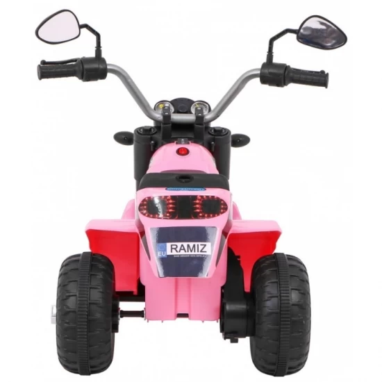 Motocicleta electrica MiniBike, roti din plastic, scaun tapitat, 71x53x57 cm, putere 6V - Roz Motocicleta electrica MiniBike, roti din plastic, scaun tapitat, 71x53x57 cm, putere 6V - Roz