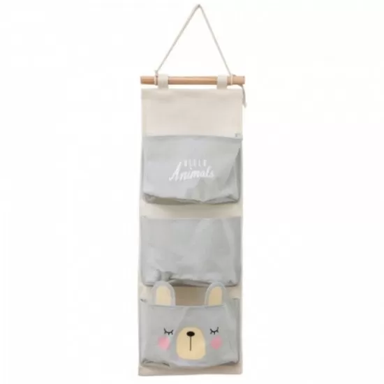 Organizator textil de perete cu 3 compartimente Ecotoys OR90WZ1 - Gri Organizator textil de perete cu 3 compartimente Ecotoys OR90WZ1 - Gri