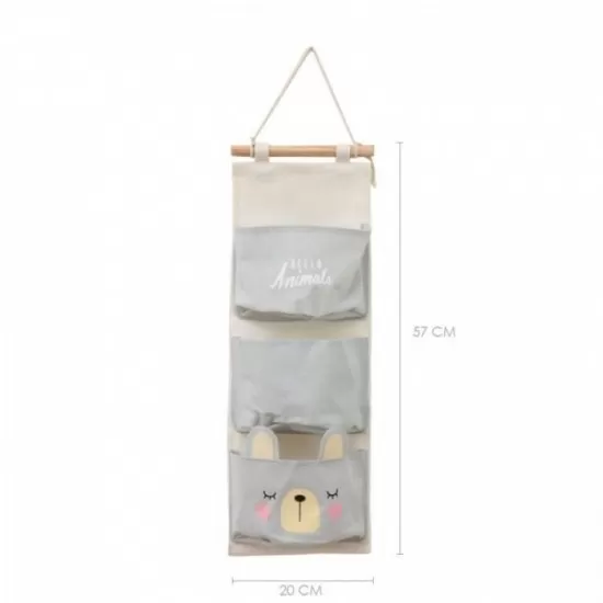 Organizator textil de perete cu 3 compartimente Ecotoys OR90WZ1 - Gri Organizator textil de perete cu 3 compartimente Ecotoys OR90WZ1 - Gri