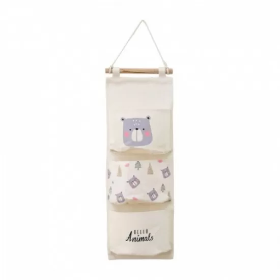 Organizator textil de perete cu 3 compartimente Ecotoys OR90WZ2 - Bej Organizator textil de perete cu 3 compartimente Ecotoys OR90WZ2 - Bej