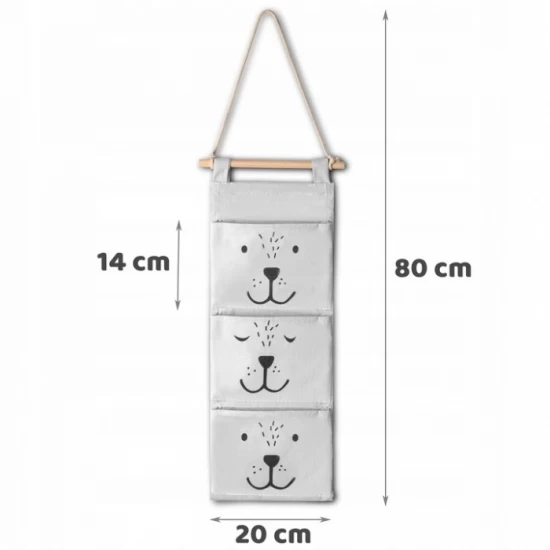 Organizator textil de perete cu 3 compartimente Nukido NK-403 - Gri Organizator textil de perete cu 3 compartimente Nukido NK-403 - Gri
