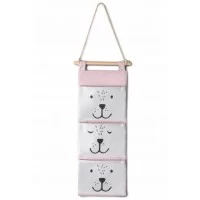 Organizator textil de perete cu 3 compartimente Nukido NK-403 - Roz