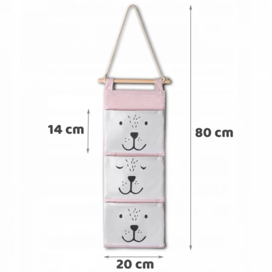 Organizator textil de perete cu 3 compartimente Nukido NK-403 - Roz Organizator textil de perete cu 3 compartimente Nukido NK-403 - Roz