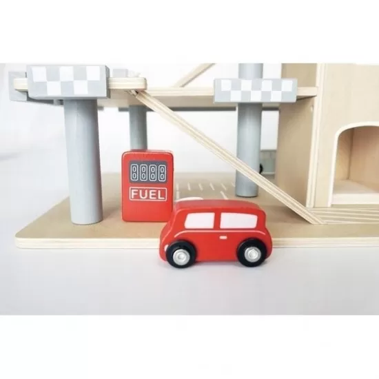 Parcare din lemn cu etaje, lift si masinute Ecotoys Parcare din lemn cu etaje, lift si masinute Ecotoys