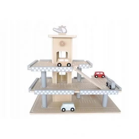 Parcare din lemn cu etaje, lift si masinute Ecotoys Parcare din lemn cu etaje, lift si masinute Ecotoys