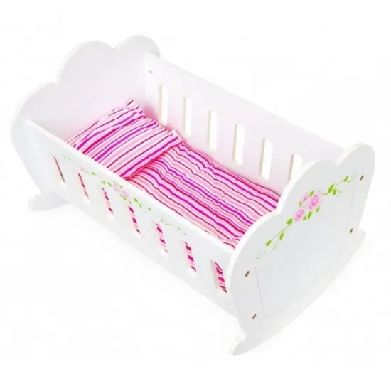 Patut balansoar din lemn pentru papusi Ecotoys Patut balansoar din lemn pentru papusi Ecotoys