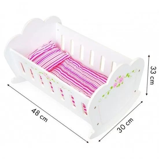 Patut balansoar din lemn pentru papusi Ecotoys Patut balansoar din lemn pentru papusi Ecotoys