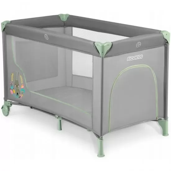 Patut pliabil Ricokids RK-240 Gri cu verde Patut pliabil Ricokids RK-240 Gri cu verde
