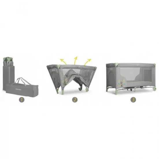 Patut pliabil Ricokids RK-240 Gri cu verde Patut pliabil Ricokids RK-240 Gri cu verde