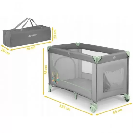 Patut pliabil Ricokids RK-240 Gri cu verde Patut pliabil Ricokids RK-240 Gri cu verde