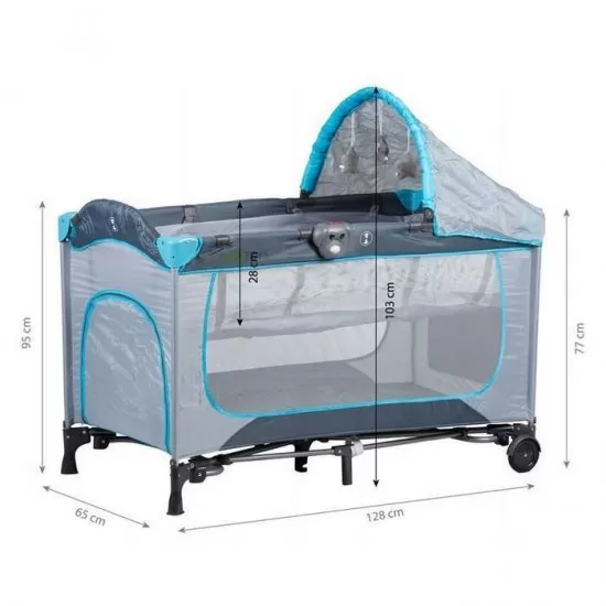 Patut pliant Ecotoys cu functie de leganare Patut pliant Ecotoys cu functie de leganare