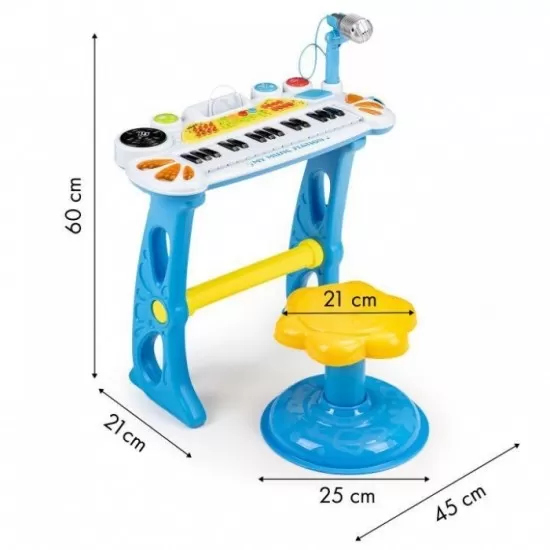 Pian cu microfon Ecotoys HC490441 – Albastru Pian cu microfon Ecotoys HC490441 – Albastru