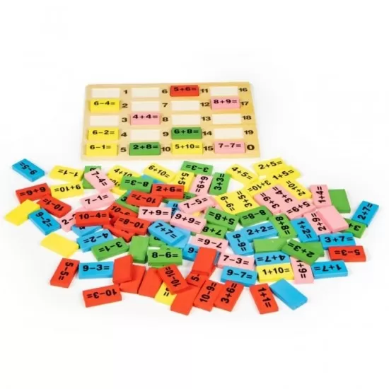 Piese tip domino cu calcule matematice si tabla Ecotoys Piese tip domino cu calcule matematice si tabla Ecotoys