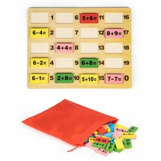 Piese tip domino cu calcule matematice si tabla Ecotoys Piese tip domino cu calcule matematice si tabla Ecotoys
