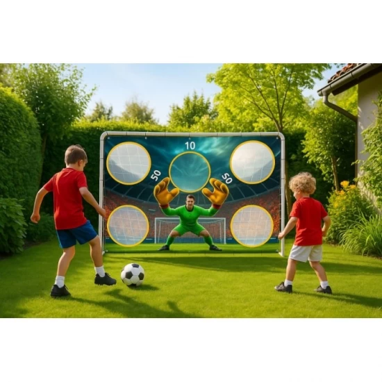Poarta de fotbal 180 x 122 cm cu covoras de antrenament Ecotoys DS58010+M