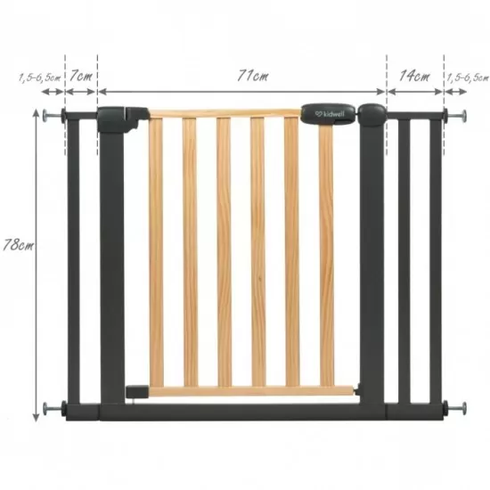 Poarta de siguranta 74-105 cm Kidwell Trasti - Negru Poarta de siguranta 74-105 cm Kidwell Trasti - Negru