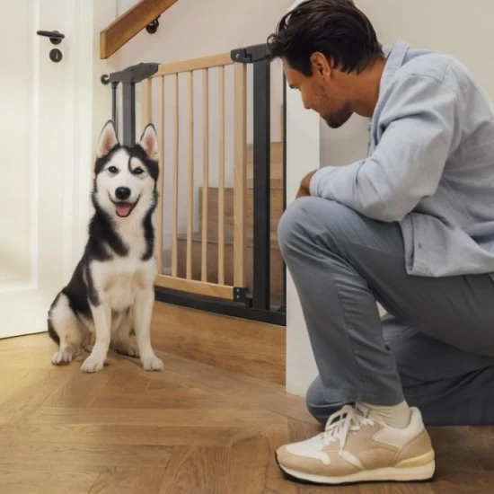 Poarta de siguranta 74-80 cm Ecotoys SF-011A-BC - Lemn Metal