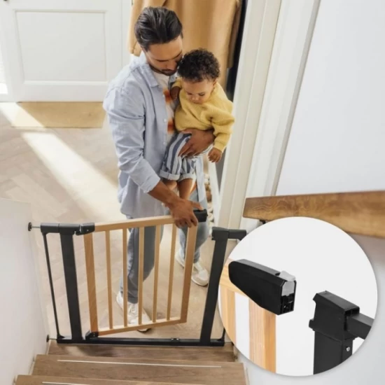 Poarta de siguranta 74-80 cm Ecotoys SF-011A-BC - Lemn Metal