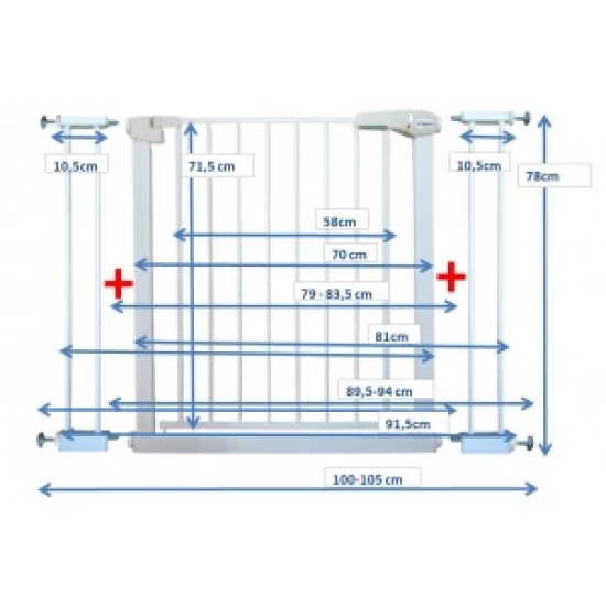 Poarta de siguranta din metal 79-105 cm R-Sport S2 - Alb