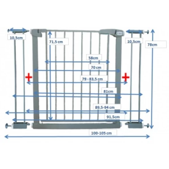 Poarta de siguranta din metal 79-105 cm R-Sport S2 - Gri
