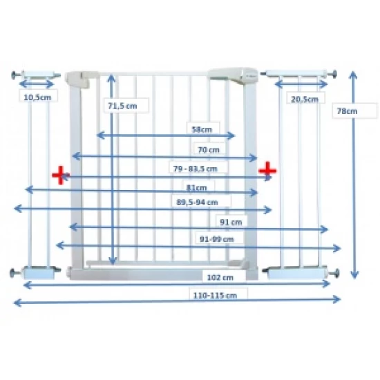 Poarta de siguranta din metal 79-115 cm R-Sport S3 - Alb
