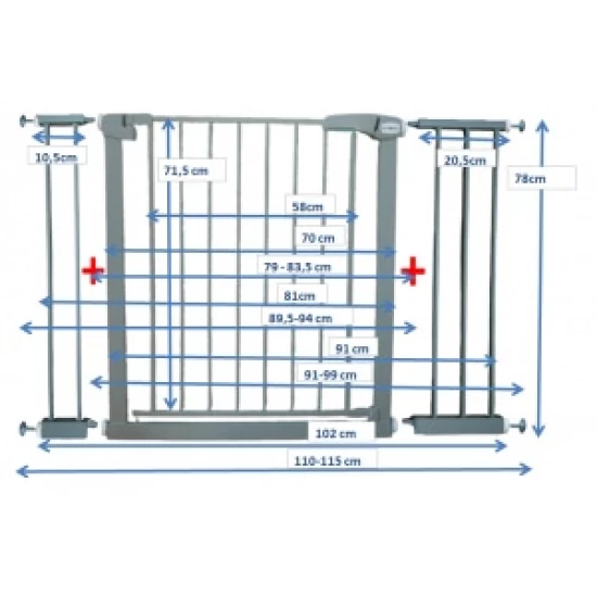 Poarta de siguranta din metal 79-115 cm R-Sport S3 - Gri