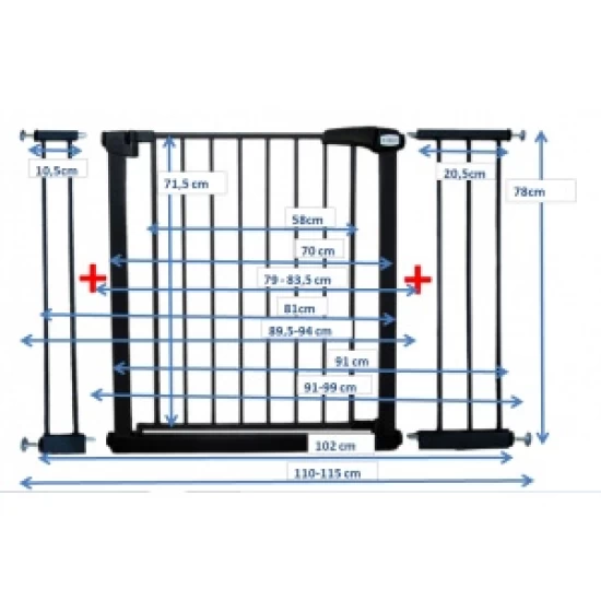 Poarta de siguranta din metal 79-115 cm R-Sport S3 - Negru