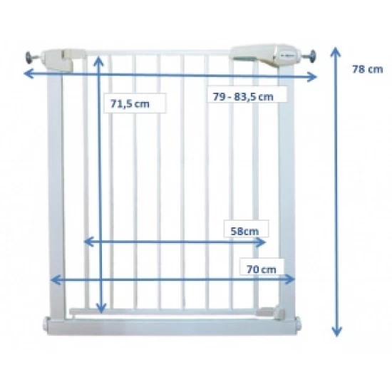 Poarta de siguranta din metal 79-83.5 cm R-Sport S0 - Alb