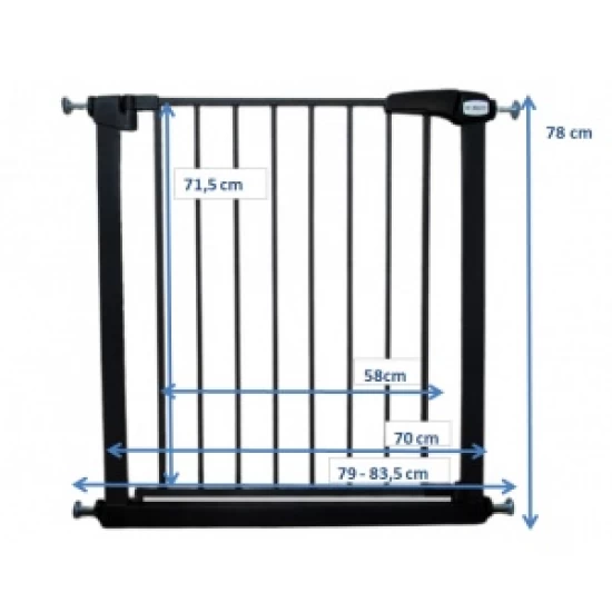 Poarta de siguranta din metal 79-83.5 cm R-Sport S0 - Negru