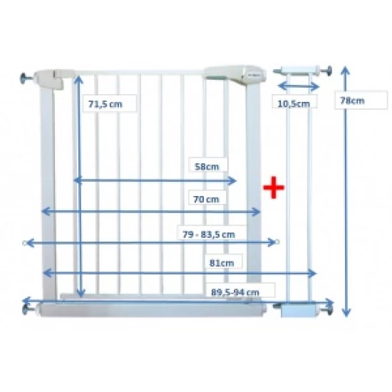 Poarta de siguranta din metal 79-94 cm R-Sport S1 - Alb